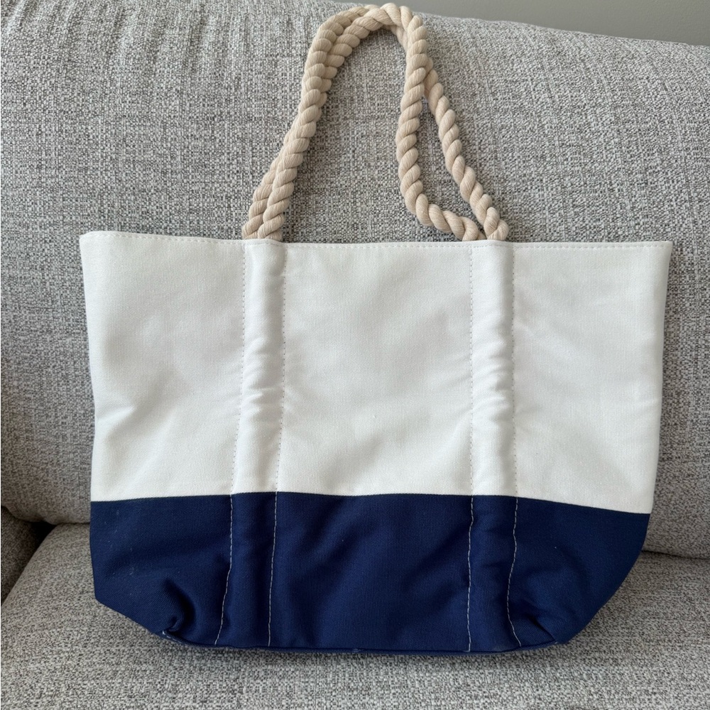 Neiman Marcus Canvas Tote Bag - Navy and White